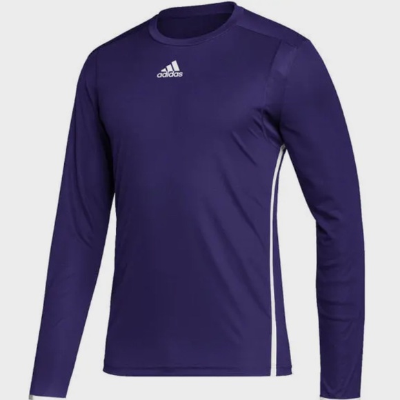 Mens Adidas Purple‎ Team Issue Athletic Long Sleeve Jersey Mens Sz L - Picture 1 of 7